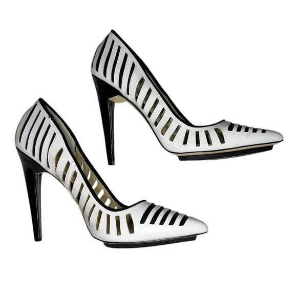 GX by Gwen Stefani Addie High Heel B/W Geometric Cutout Island Platform Pumps, 9 - Picture 3 of 9